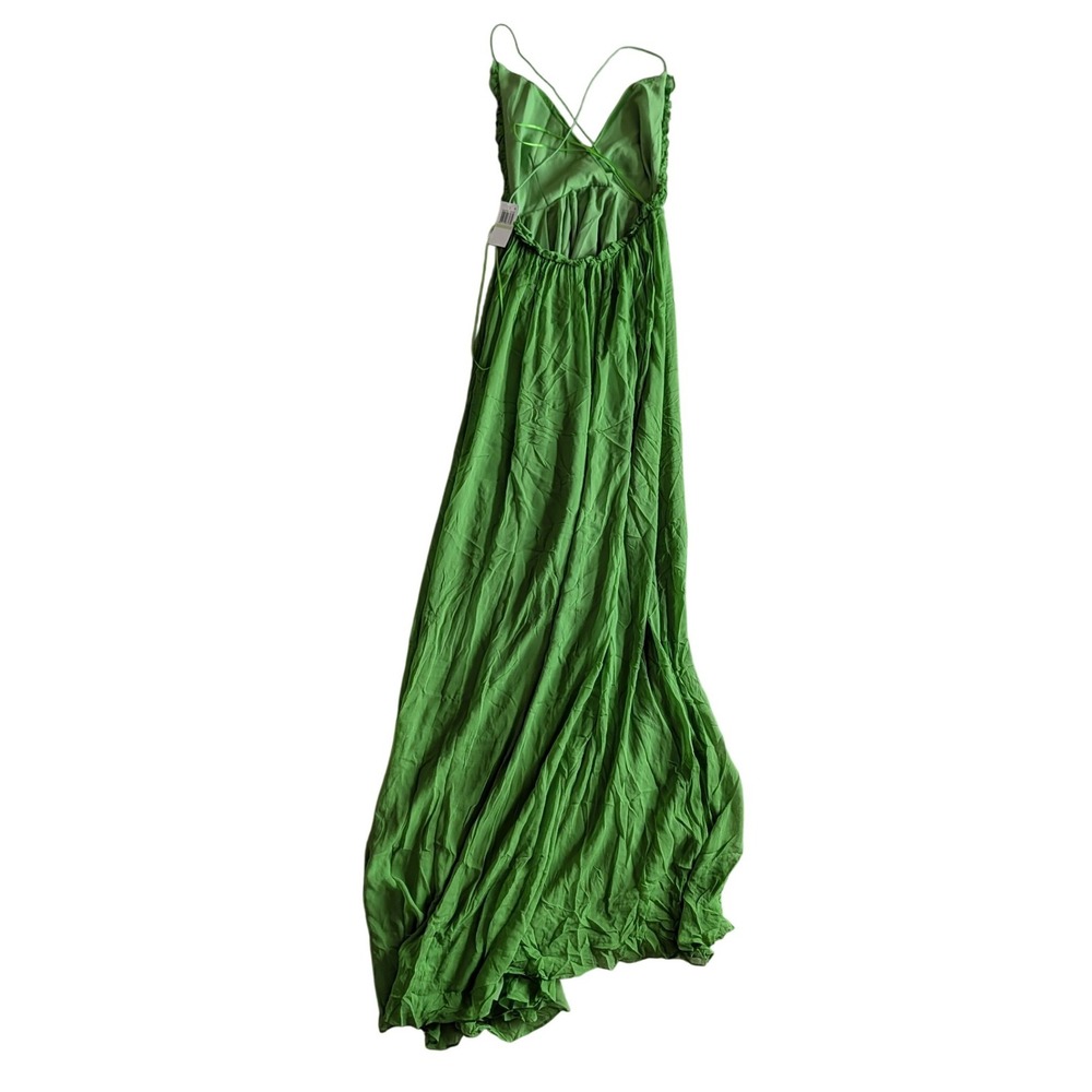 Sau Lee NWT Cameron Silk Chiffon Gown Apple Green Pleated Maxi Dress- Size 4 - Picture 4 of 8